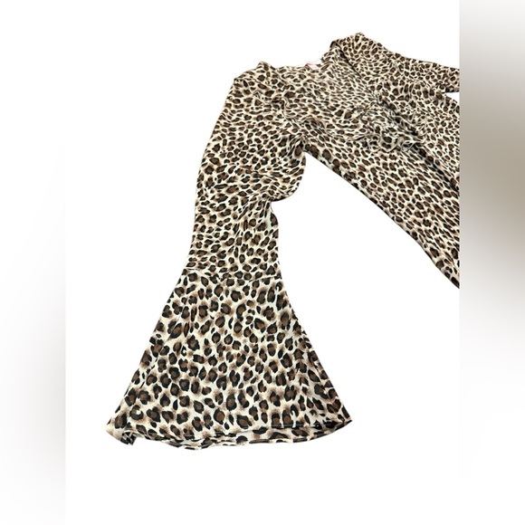 Y2K Victoria’s Secret Leopard Print Bell Sleeve Chiffon Sheer Dress Size Small - Picture 4 of 10